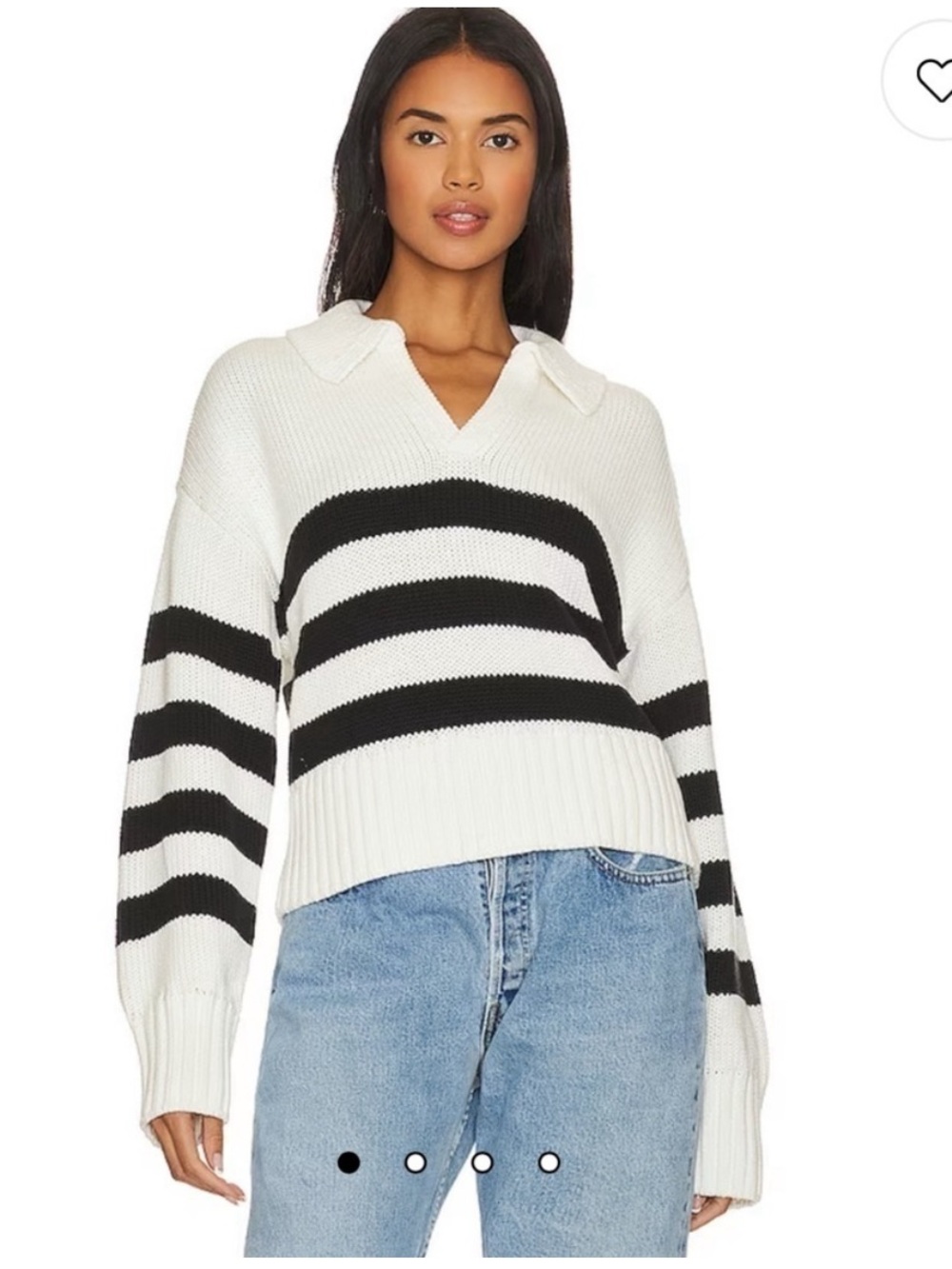 Pistola Arlo Polo Sweater Striped Revolve Black White 100% Cotton Size XS